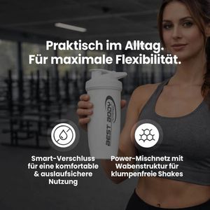 Produktbild für Protein-Shaker Best-Body-Nutrition Reforce aus Edelstahl, weiß