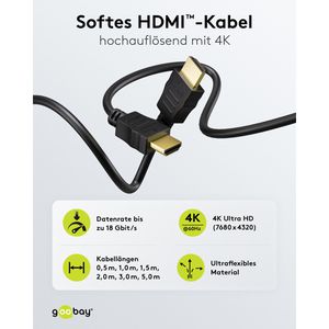 Produktbild für HDMI-Kabel Goobay Soft 80103 HDMI 2.0, vergoldete Stecker