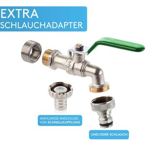 Produktbild für Auslaufventil Bächlein b1912, Hebelgriff grün, aus Messing