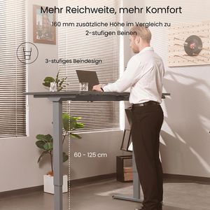 Produktbild für Schreibtisch FlexiSpot E5S, schwarz / grau