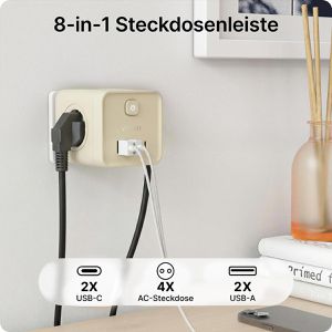 Produktbild für Steckdosenwürfel Voomy Split X7, mit Schalter, beige