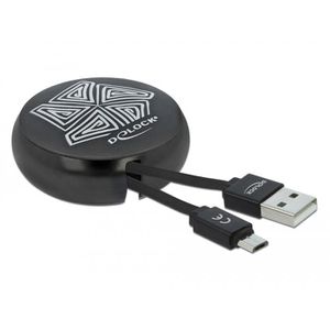 Produktbild für Ladekabel DeLock 85818 USB Aufrollkabel, schwarz