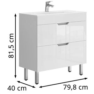 Produktbild für Waschtisch Vicco Clayton, stehend, weiß hochglanz