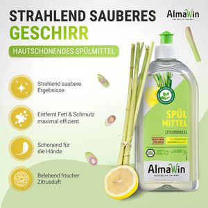 Produktbild für Spülmittel AlmaWin Zitronengras, mikroplastikfrei, Konzentrat