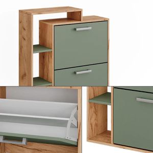 Produktbild für Schuhschrank Vicco Orlando, eiche / grün