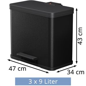 Produktbild für Mülleimer Hailo trio Plus L, schwarz