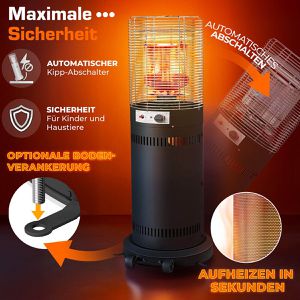 Produktbild für Heizstrahler Tresko TKTHF-001, schwarz, outdoor