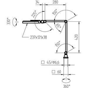 Produktbild für Schreibtischlampe Waldmann ROCIA.Planar, schwarz, LED