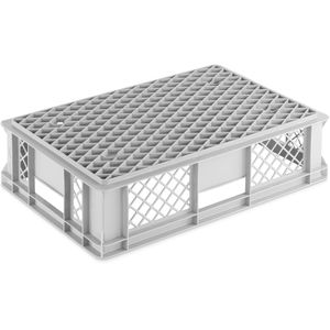 Produktbild für Eurobox Alpha-Paletten Gläserkiste, grau, 28 Liter