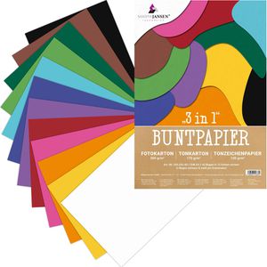 Produktbild für Tonpapier Marpa-Jansen 3 in 1 Buntpapier Set, A4