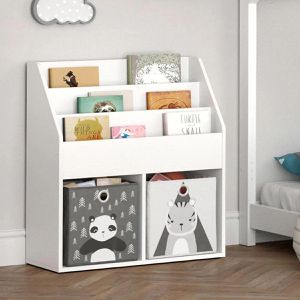 Produktbild für Bücherregal Vicco Luigi, weiß, mit 2 Faltboxen