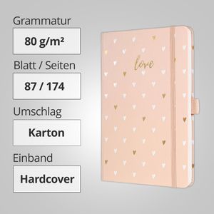 Produktbild für Notizbuch Sigel Jolie Rose Love, JN33, Karton Hardcover