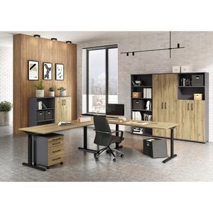 Produktbild für Schreibtisch Germania Profi 3.0, 4252-582, eiche / schwarz