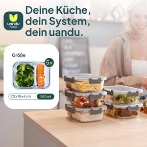 Produktbild für Frischhaltedose uandu mit 2 Fächern, aus Glas