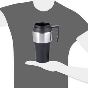 Produktbild für Thermobecher Böttcher-AG mit Henkel, schwarz / silber