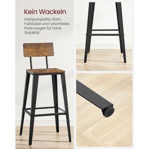 Produktbild für Barhocker Vasagle LBC078B01, mit Lehne