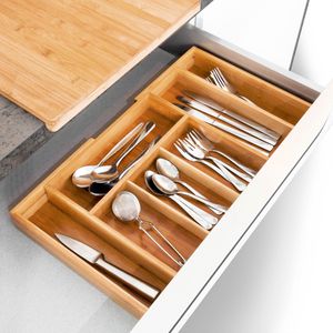 Produktbild für Besteckkasten Relaxdays 10018884, braun, aus Bambus