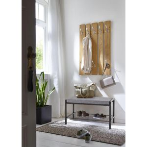 Produktbild für Schuhbank Haku-Möbel 18519, schwarz / grau, aus Metall