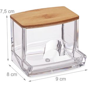 Produktbild für Wattestäbchenbehälter Relaxdays M, transparent, Bambusdeckel