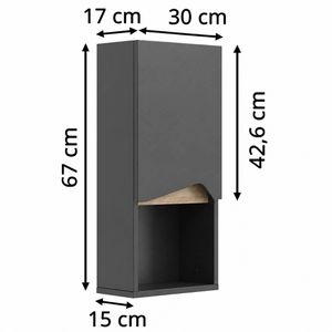 Produktbild für Bad-Hängeschrank Vicco Marelle, anthrazit / artisan eiche