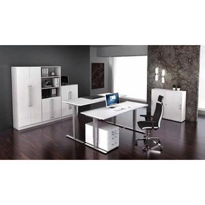 Produktbild für Schreibtisch Hammerbacher XDSM 16, weiß / silber