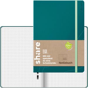 Notizbuch share 4-0014059-1, Upcycling, petrol, A5