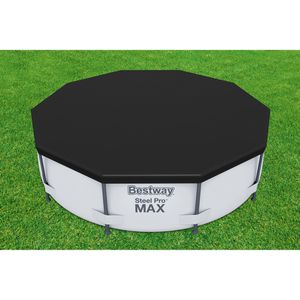 Produktbild für Poolabdeckung Bestway 58036, aus PVC, schwarz, mit Spannseil