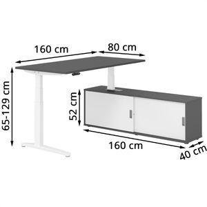 Produktbild für Schreibtisch Hammerbacher XBHM, 30845, graphit, mit Sideboard