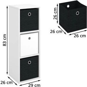 Produktbild für Bücherregal Vicco Hylda, weiß, mit 3 Faltboxen