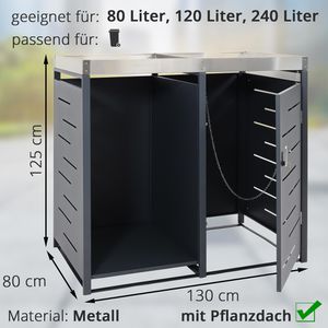 Produktbild für Mülltonnenbox Mendler HWC-H40, Metall