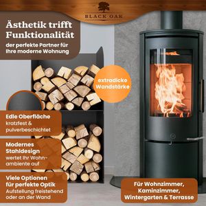 Produktbild für Kaminholzregal Black-Oak Yosemite, mit 2 Ablagen, schwarz