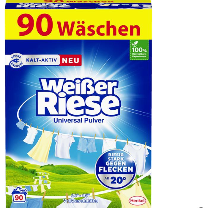 Weißer-Riese Waschmittel Universal Vollwaschmittel, Pulver, 4,5 90 AG Böttcher Waschladungen – kg