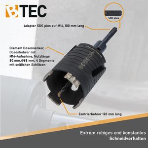 Produktbild für Bohrkrone BTEC Diamant Dosensenker, SDS+