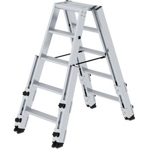 MUNK Stehleiter 42710, Treppenleiter, aus Aluminium mit 2 x 5 Stufen