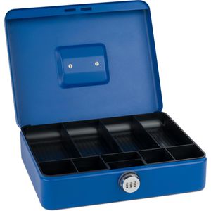 Sax Geldkassette 0-824-14, blau, 30 x 9 x 24 cm, 8 Münzfächer, mit
