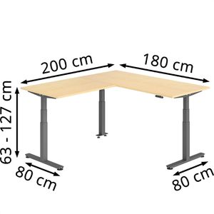 Produktbild für Schreibtisch Hammerbacher XDSMW, ahorn / graphit