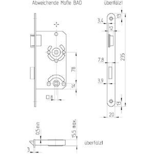 Produktbild für Einsteckschloss Alpertec 36051370, DIN links