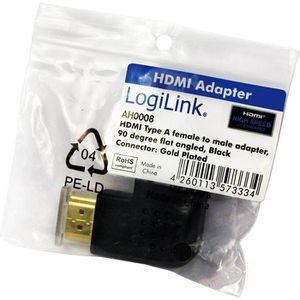 Produktbild für HDMI-Adapter LogiLink AH0008 90 Grad gewinkelt, seitlich