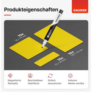 Produktbild für Magnetschilder Gauder ME-30pcs-Combo-yl, gelb