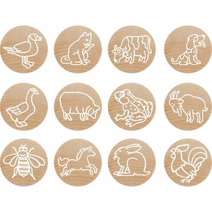 Produktbild für Motivstempel Colop Woodies Set Farmtiere, aus Holz