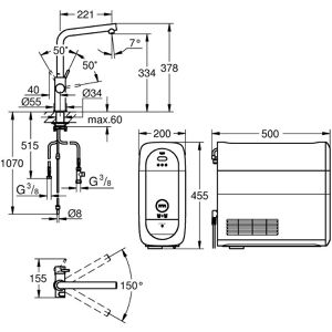 Produktbild für Untertisch-Wasserfilter GROHE Blue Home L-Auslauf Starter Kit