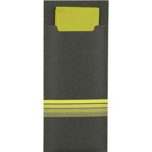 Produktbild für Bestecktaschen Papstar Stripes, schwarz / limone
