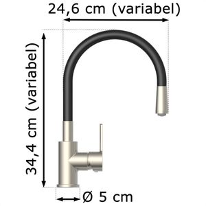 Produktbild für Küchenarmatur EISL FLEXO, Edelstahl / schwarz