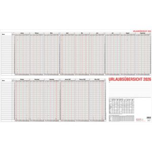Güss-Verlag Urlaubsplaner 12-30, Jahr 2026, 99 x 60 cm, für 40 Mitarbeiter