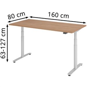 Produktbild für Schreibtisch Hammerbacher XDLR16, nussbaum / silber