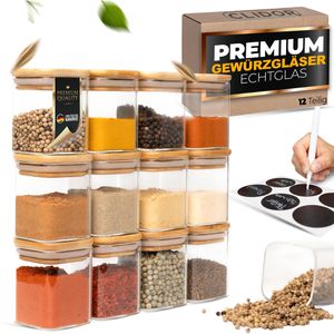 Produktbild für Gewürzgläser Clidor aus Glas, mit Bambusdeckel