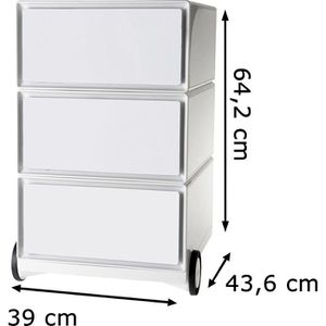 Produktbild für Rollcontainer Paperflow aus Kunststoff, weiß
