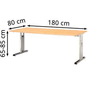 Produktbild für Schreibtisch Hammerbacher O-Serie, ahorn / silber