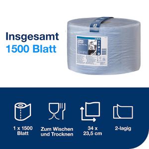 Produktbild für Putztuchrolle Tork Advanced, 130051, W1, aus Zellstoff, blau