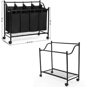 Produktbild für Wäschekorb Songmics LSF005, schwarz, 4 Fächer